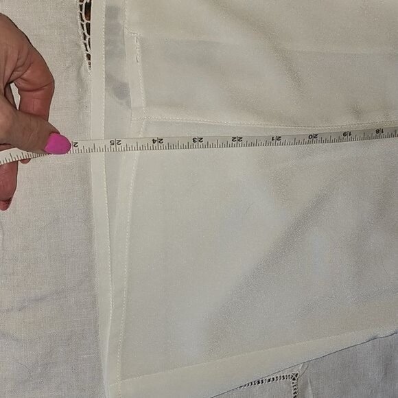 Breckenridge Ivory Sheer Button Down Long Sleeve Collared Sz 10 Dressy Blouse - Picture 9 of 9